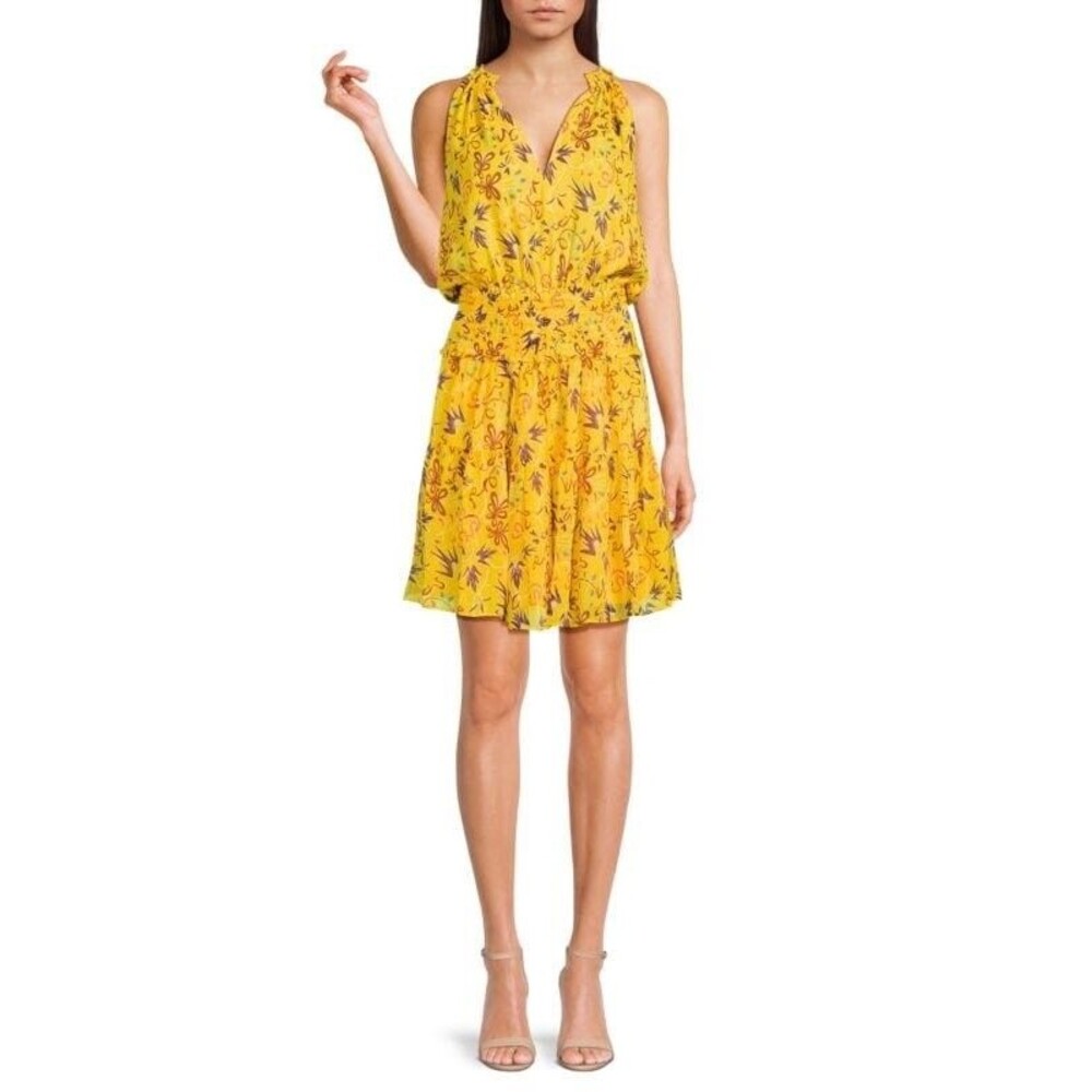 A.L.C. Courtney Women’s Sleeveless Silk Mini Dress size 4 NWT Halter Smock Waist